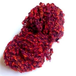 Plymouth Yarn Alpaca Boucle Yarn- 1/3rd ball Red with Orange hints.